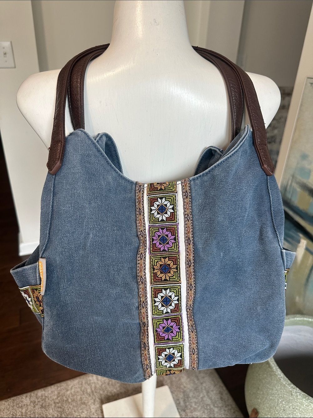 Worldlyda Denim Boho Style Canvas Purse